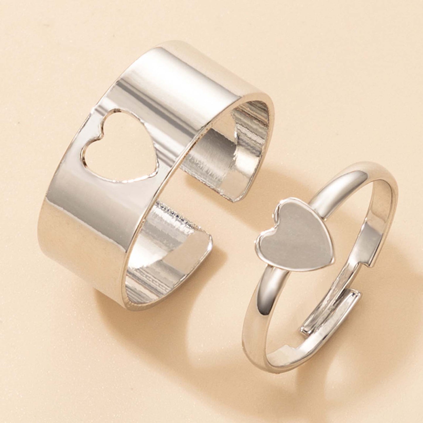 Beautiful Fancy Gold 2pcs Heart Couple Ring