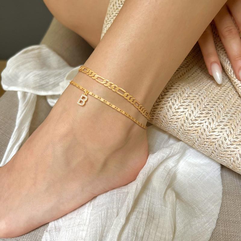 Double Layered Letter Anklet
