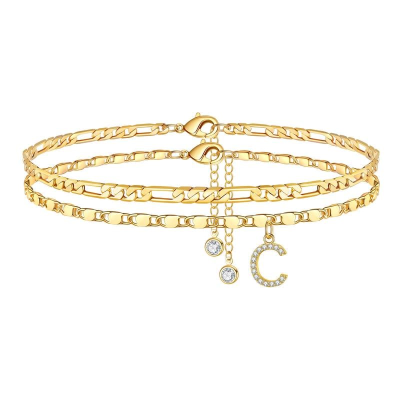 Double Layered Letter Anklet