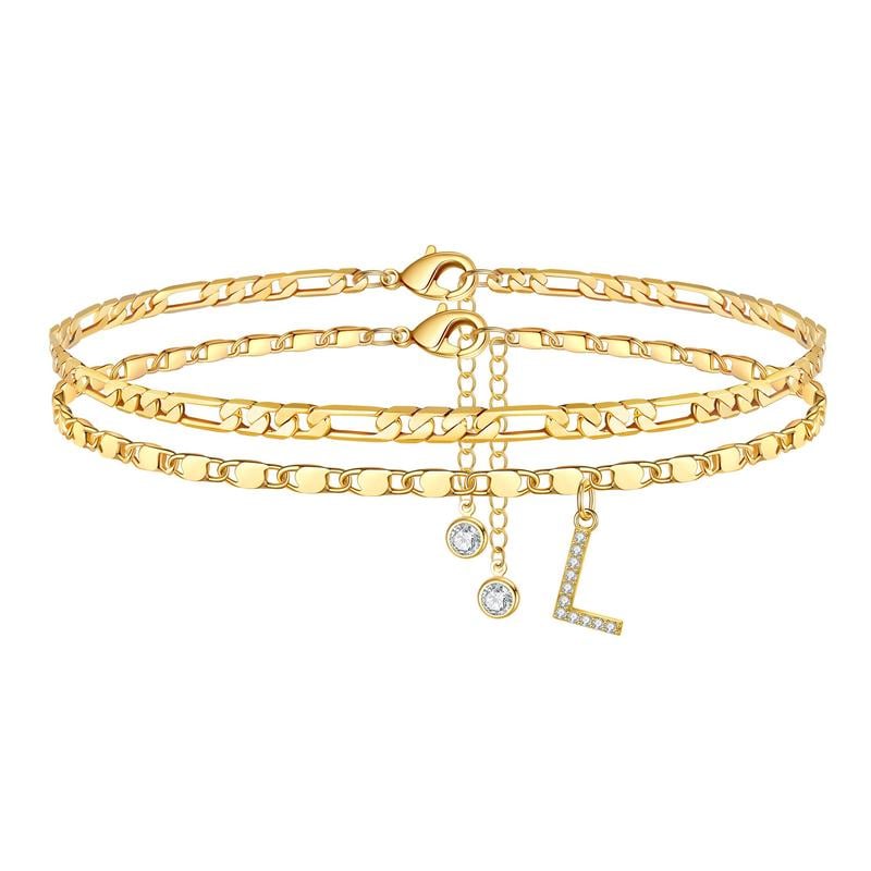 Double Layered Letter Anklet