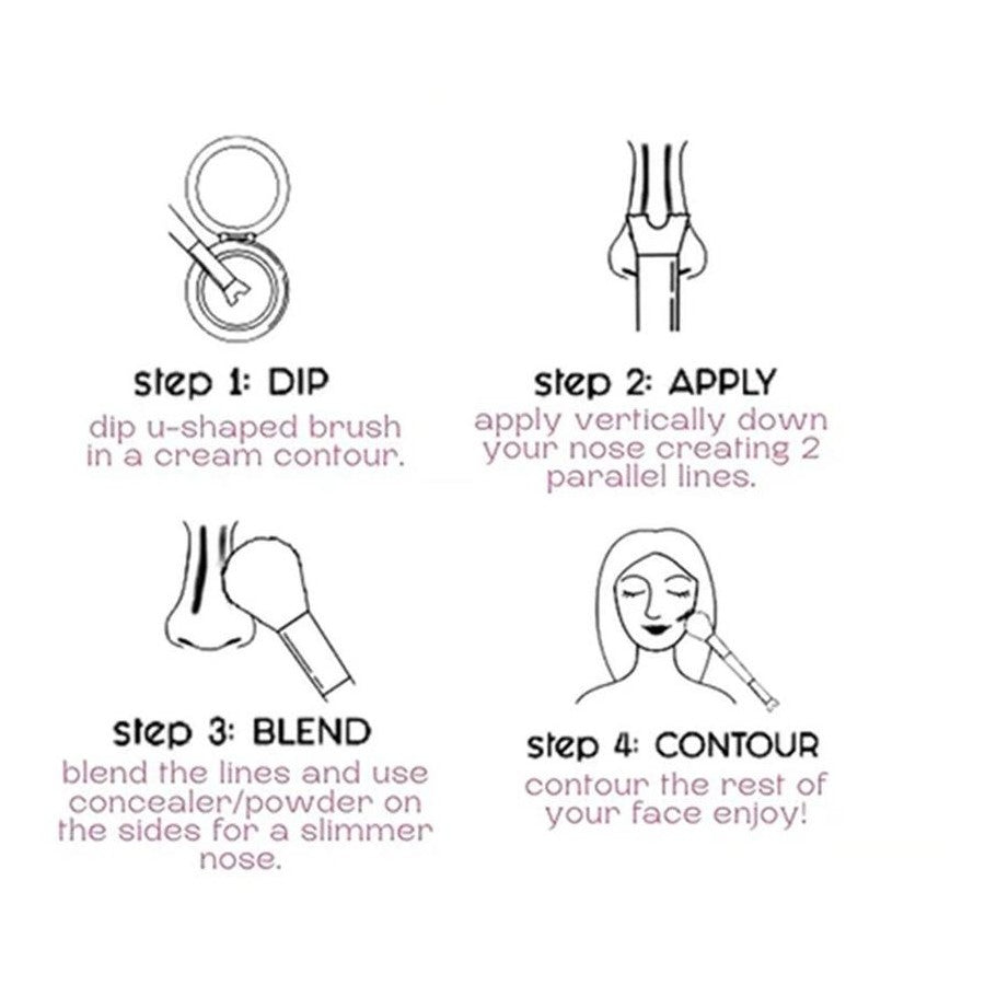 U-Shaped Nose Contour Brush - 2 In 1