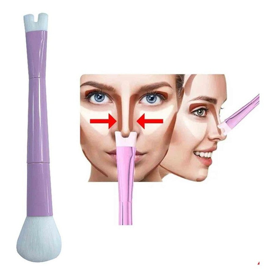 U-Shaped Nose Contour Brush - 2 In 1