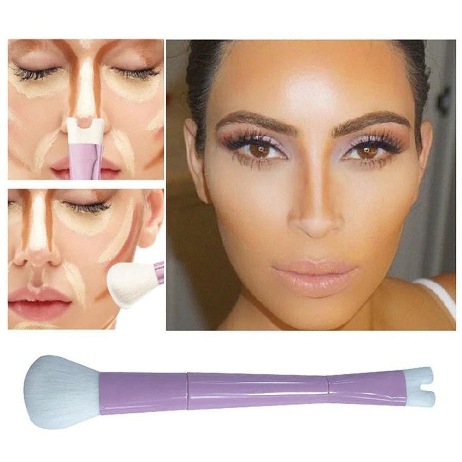 U-Shaped Nose Contour Brush - 2 In 1