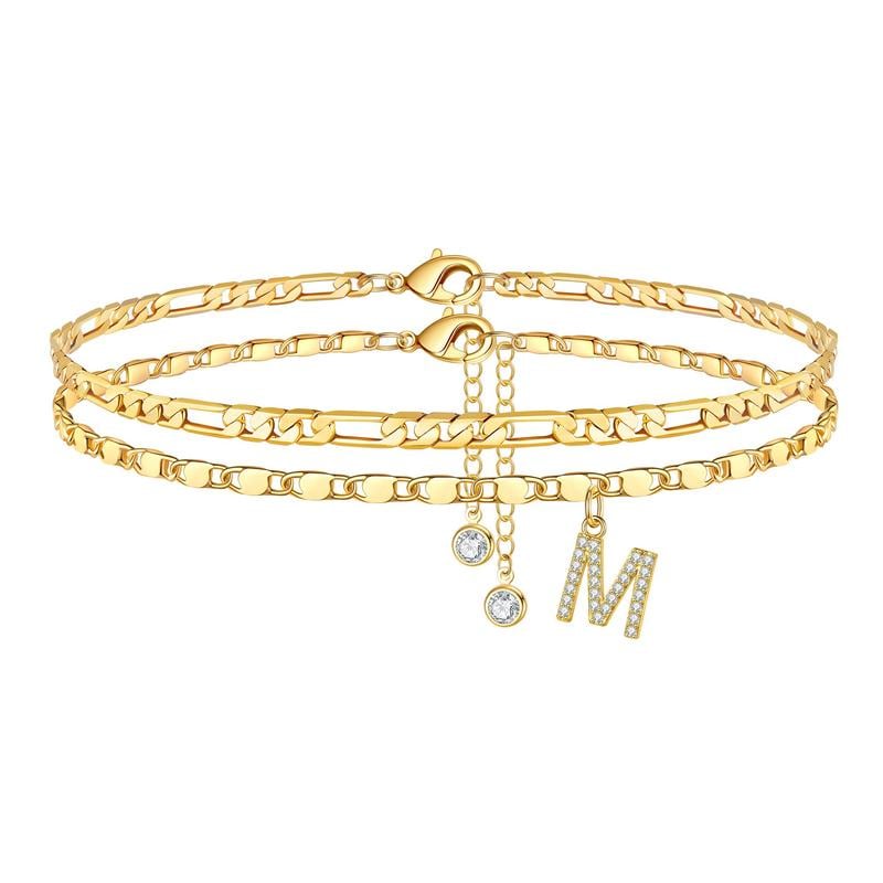 Double Layered Letter Anklet