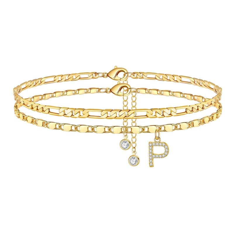 Double Layered Letter Anklet