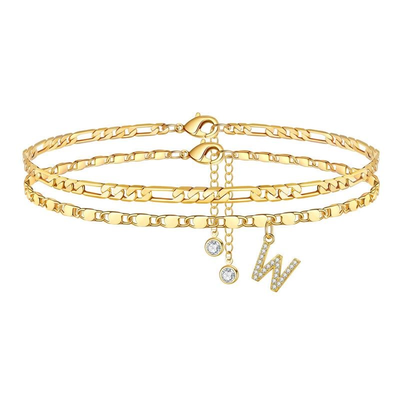 Double Layered Letter Anklet