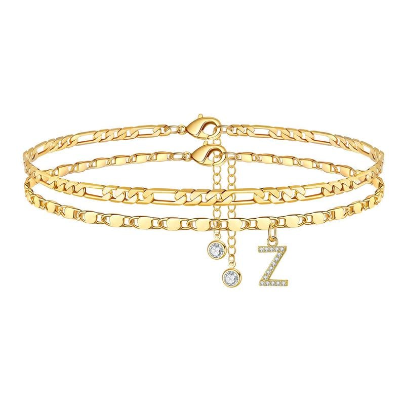 Double Layered Letter Anklet