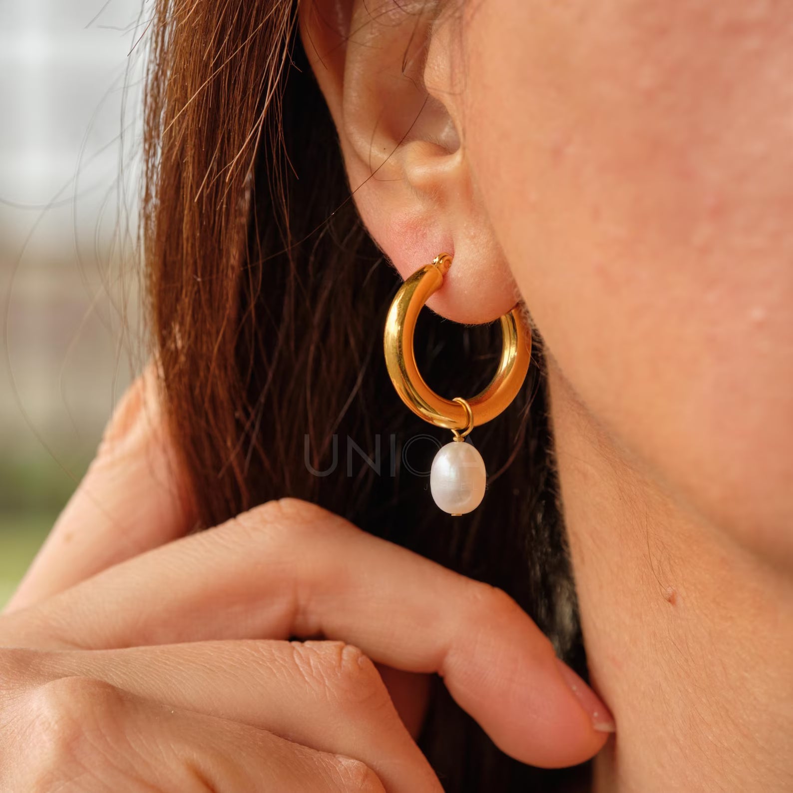 Agnes Pearl Clip-On Hoop Earrings