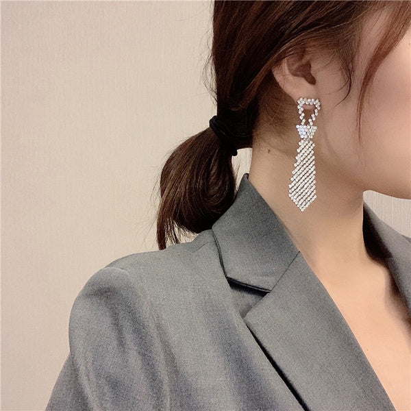 Inlaid Zircon Tie Earrings