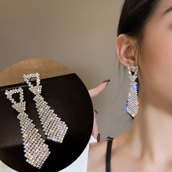 Inlaid Zircon Tie Earrings